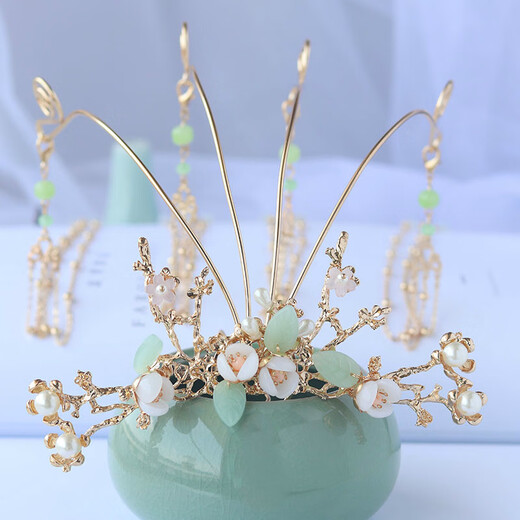 Hanfu headwear, women's ancient style hair crown, daily atmosphere, long tassel hairpin, super fairy costume writing accessories, moon sky