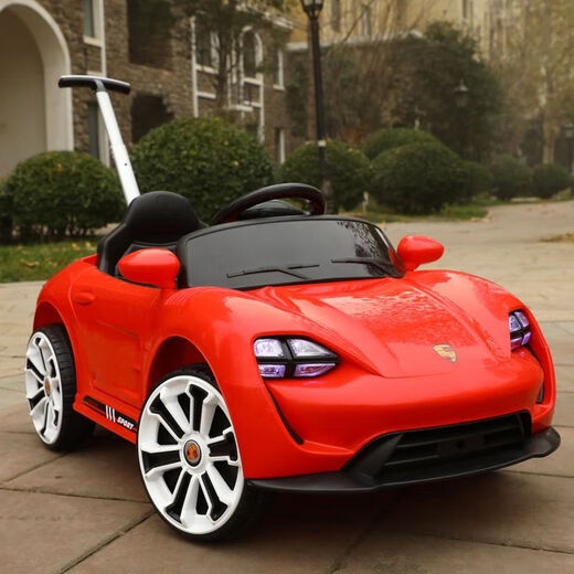 Babypure shine children's electric car four-wheel remote control car swing car can seat people with push rod charging with remote control for boys and girls red dual electric dual drive + remote control + early education + push handle