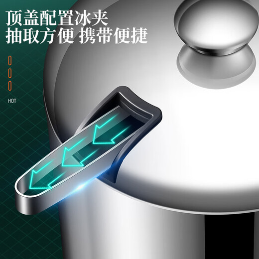 HUYO304 stainless steel ice bucket outdoor camping ice insulation bucket bar commercial iced champagne beer bucket ice storage bucket 304 double-layer ice bucket large with ice clip