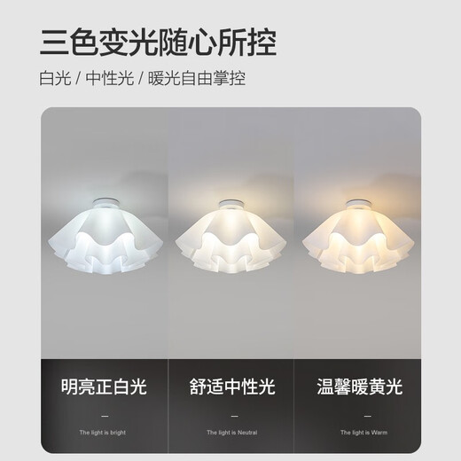 Grand View Garden (DGY) Cream Style Hauptschlafzimmer Deckenleuchte kreative Esszimmer Lampe einfache Blumenstudie Kinderzimmerlampe Guangdong Zhongshan Lampe 9735-Decken 35 cm-drei Farblicht