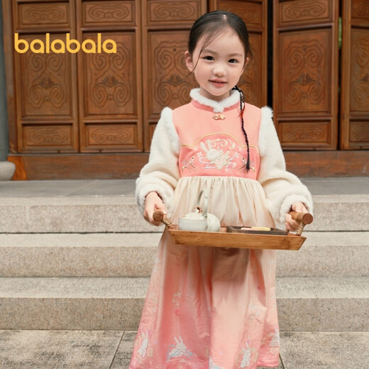 Balabala children's clothing girls Hanfu autumn and winter new Chinese New Year embroidered children's dress