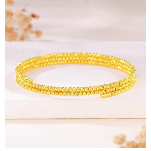 Hande gold-plated 18k multi-layer sand gold bouncy bracelet for women, non-fading winding bracelet, imitating golden flash, five circles