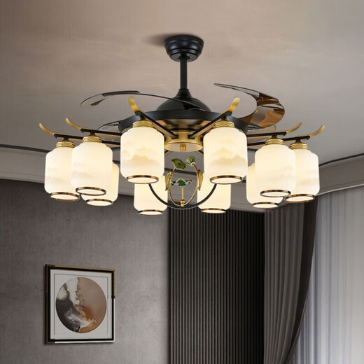 HAOYUNMA Zhongshan lighting flagship Zhongshan Foshan Chinese chandelier living room lamp hall Chinese Phoenix Zen villa lighting restaurant iron art 8-head ceiling diameter 82*height 38cm-three