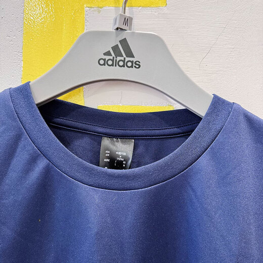 阿迪达斯 （adidas）短袖T恤男士2025夏季新款运动服宽松透气圆领衫休闲半袖上衣 JI9763藏青蓝 M 推荐135-155斤