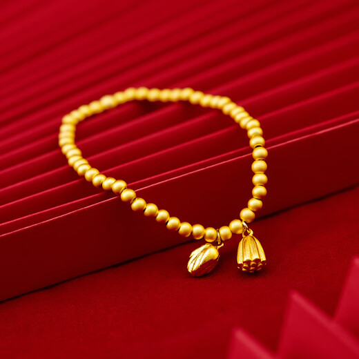 Fat Donglai's same style plain bracelet plated with 18K gold inherits the joy of two generations bracelet ethnic style lotus pod lotus bracelet two generations of joy bracelet