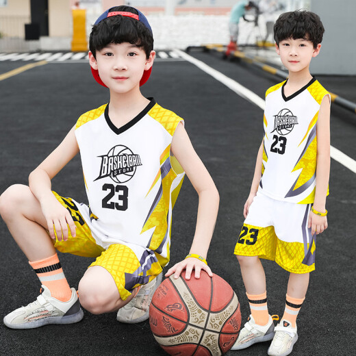 Maimi Shangpin Children's Clothing Boys' Suits Summer Clothes 2022 New Children's Suits Basketball Uniforms Medium and Large Children's Fashion Sports Sleeveless Vest Shorts Two-piece Set Boys' Clothes 3-15 Years Old Blue 150 Size Recommended Height 140cm