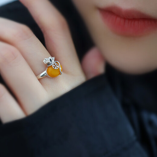 BOIGO925 Silver Beeswax Ring Women's Fashion Simple Women's Purse Open Ring New Chinese Style National Style Ring