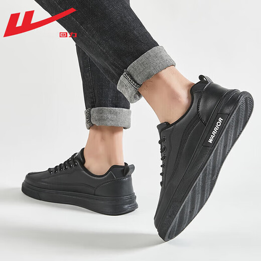 Warrior Shoes Official Men's Sports Sports Casual Shoes Men Spring and Summer Cuero Zapatillas White White White Board Board Zapatos Negro Men's Black 44