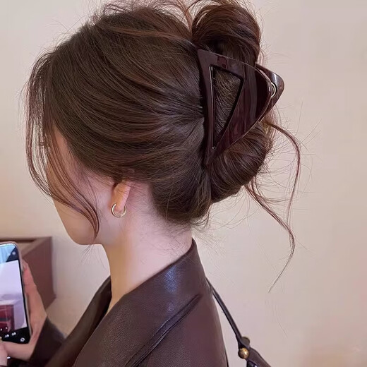 Idel Maillard Grappling Clip Shark Clip Women's New High-end Back of the Head Hair Clip Hair Accessories Head Accessories Birthday Gift F3033 Chocolate Brown Exquisite High-end Brand Clamp
