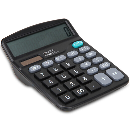 Calculatrice à double puissance à double puissance 12 bits grand écran Solaire grande clé Calculatrice électronique Calculatrice spéciale calculatrice financière Calculateur de bureau commercial [Série classique - noir] 837ES