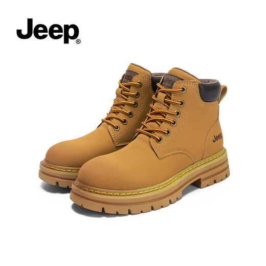 Jeep classic retro rhubarb boots for women 2024 autumn and winter new thick-soled mid-top work shoes desert Martin boots for women gold 37