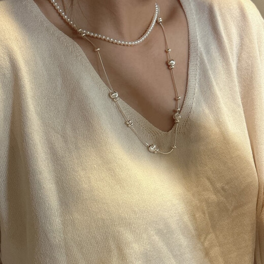 S925 sterling silver Korean version niche design starry sky multi-wear pull-out snake bone necklace Korean version Korean sweater chain 38TL31 925 silver