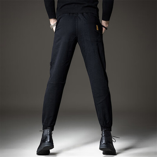 新百伦春秋季高端工装休闲裤男宽松大码男士潮牌哈伦直筒束脚裤子男 黑色 常规 3XL (适合175-190斤)