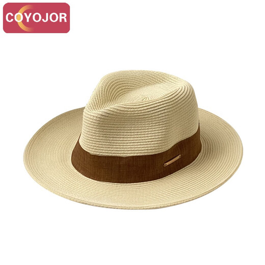 
COYOJOR Xiyaojia Zhao Lusi same style sunshade straw hat women summer new style beach white Panama top hat sun hat cowboy hat men milk white adjustable