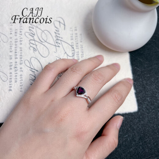 CAJJ Francois 1.0 carat garnet ring for women, natural colored gemstone, jewelry gemstone, 925 silver inlaid, size 15