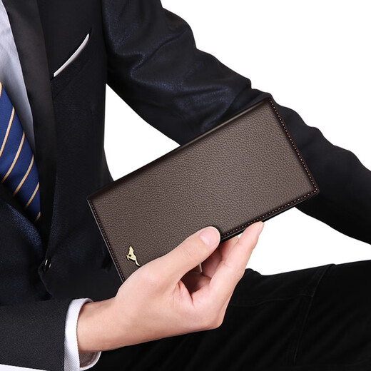 Sieben Wolf Wallet Herren Lange Business Geschenkbox Top -Layer Cowide Großkapazität Brieftasche Geburtstag Vatertag Geschenk Praktisches Geschenk für Papa Mode Brown [Lightning Ankunft]