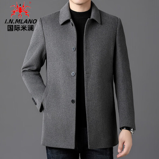International Milan high-end brand double-sided wool fleece coat men's business casual autumn and winter men's mid-length windbreaker jacket gray thickened removable goose down liner XL (recommended 140-160 Jin Jin equals 0.5 kg)