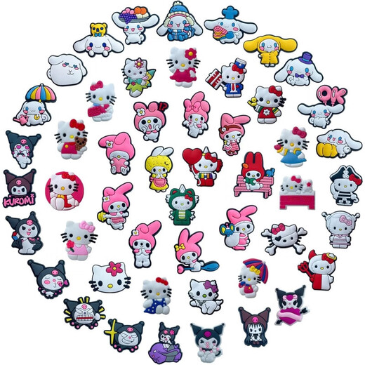 Lochschuhe Sanrio Schuhe Schnalle Cartoon PVC Weiche Kleber abnehmbarer Orament 4 Packs