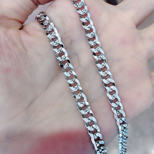 Heye Jewelry Pt950 men's platinum necklace car flower side tank chain real gold men's platinum men's fashion platinum 24.23 grams 58cm about 4.5mm thick