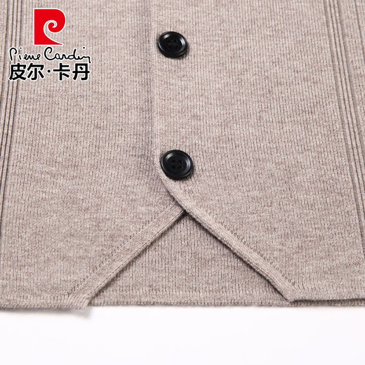 皮尔卡丹（pierre cardin）春秋针织西装开衫马甲坎肩开口背心男士薄款爸爸外穿马夹褂子 深灰色 S 165