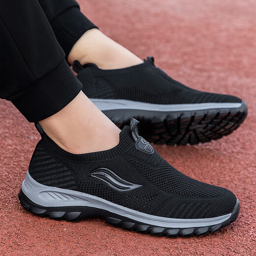 Astral foot and foot lijian old men's summer soft sole non-slip old Beijing cloth shoes one-foot sports casual shoes light mesh dad's shoes 9202 black men's style 40