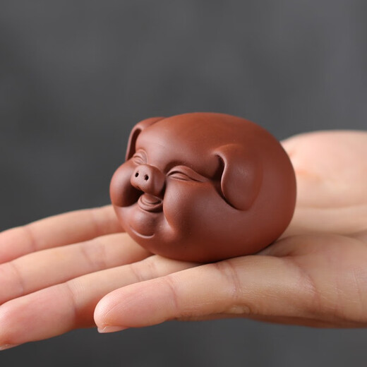 Yuxuan purple sand tea pet ornaments tea play tea art piggy boutique can raise fortune little lucky pig tea tray tea play home little lucky pig-red mud
