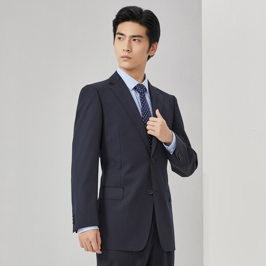 雅戈尔（YOUNGOR）套西上衣男03F1款两粒单排扣外套标准版商务西服羊毛混纺商场同款 藏青 L 175/96A