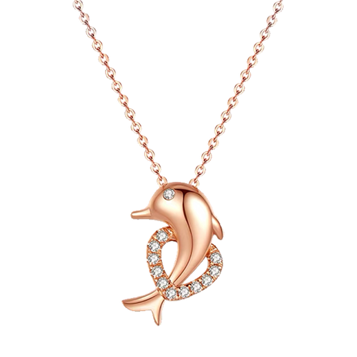 Eoth18K gold dolphin necklace female clavicle chain rose gold pendant Valentine's Day birthday gift 520 gift for girlfriend 18K rose gold dolphin pendant + 925 chain + certificate