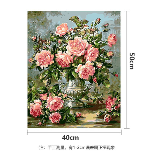 Jiacai Tianyan DIY digital oil painting hand-painted coloring living room flower rose decorative painting hand-made digital oil painting