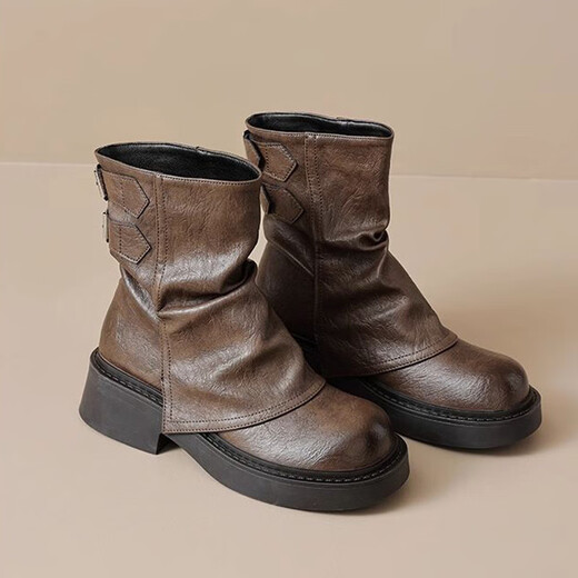 Botas Guiqi Meilard Martin para mujeres Botas de estilo británico Botas cortas Otoño e Invierno Martin Martin Boots Pantalones Midube Boots Short Brown Estilo actualizado-36 36