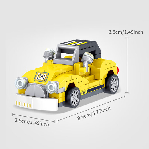Zhegao building blocks assembled Huili car toys sports car racing supercar children's boys birthday holiday gift retro classic car-100 pellets
