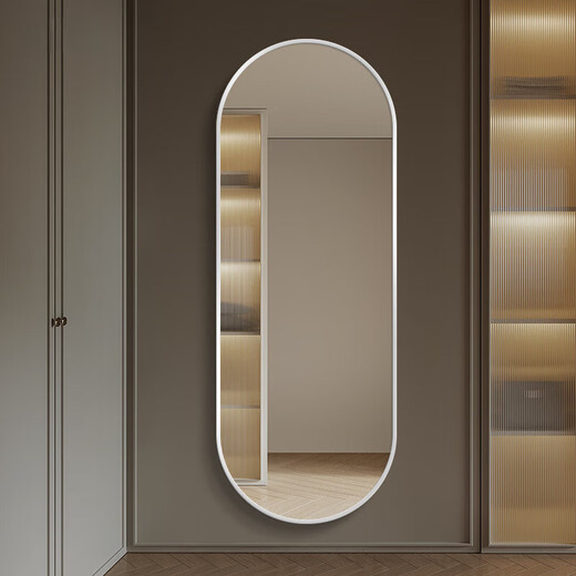 Xiong Zhecha Leichte Luxus-Tür Vollkörperanpassungsspiegel Wandmontierte Schlafzimmer Haushalt Haushalt Spezialförmiger bodenhöflicher, großer Spiegel-Wand-Wand-Dressing-Spiegel [elegant schwarzer Rahmen] 400*1200 mm (explosionsfest 5mm Sonst Nr.