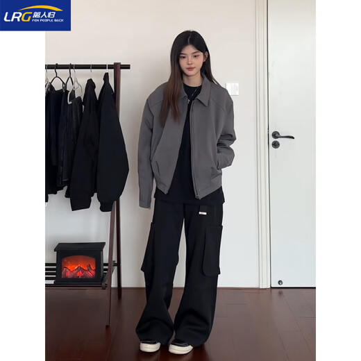 篱人归短款灰色西装外套男秋冬cleanfit行政夹克棉服垫肩美式夹棉棒球服 灰色 XL (130-145斤)