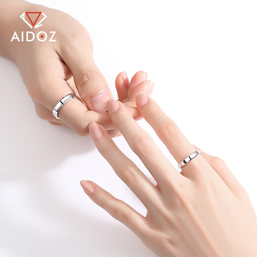 Aido Diamond Platinum Ring Couple Ring for Men and Women pt950 Platinum Smooth Solid Ring Ring Gift for Girlfriend Free Customized Engraving, Contact Customer Service for Details