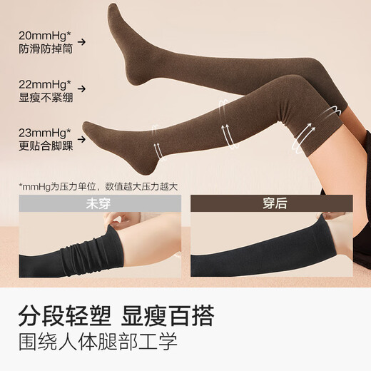 Mianzhuwu plus velvet thickened over-the-knee socks for women in autumn and winter pressure long tube anti-slip warm knee protection black thigh socks high tube combination seven (black + dark gray) 2 pairs one size 35-39