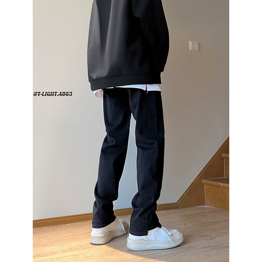 7 Jeans de alta calidad para hombres y otoñales Nuevos pantalones de patas rectas americanas de la calle Americana de la calle de moda de la marca Micro-Flare-Fit Versión estrecha Pantalones WKXS-K687 Azul L [Adecuado para el peso 120-135 Jin [Jin equivale a 0.5 kg]]]