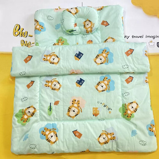 Disney brand newborn baby pure cotton quilt, mattress and pillow three-piece set for spring, autumn and winter, soft quilt and bedding, Mickey AB fully washed silk cotton three-piece set 100*100--55*100