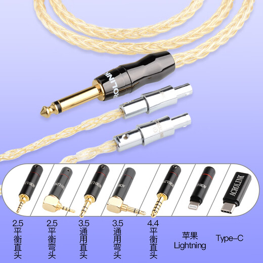 雅高聆（ACROLINK） 纯银镀黄金线se846仙女座w80mmcx榭兰图n5005平衡耳机升级线 HD800/HD800S TypeC专用插头
