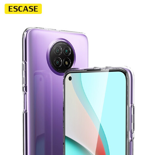 ESCASE Redmi Note9 mobile phone case 5G version protective cover, anti-fall all-inclusive/soft shell silicone (with lanyard hole) protective cover, transparent