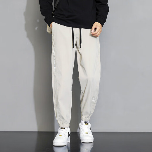 
POUM pants for men's summer thin loose ice silk American sports quick-drying tie-fitting work clothes men's pants 303 khaki L