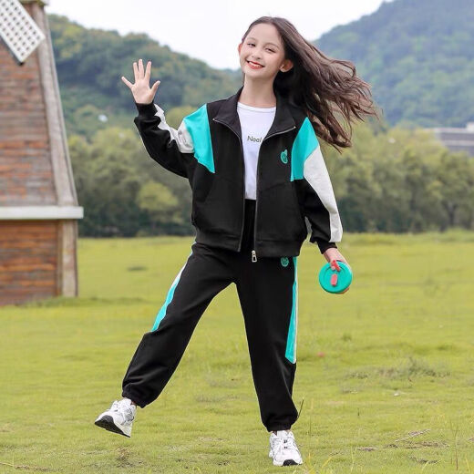 
Disney brand children's clothing girls internet celebrity sports suit autumn clothes new style mid-large children's fashionable sweatshirt girls spring and autumn two-piece set BQ1389 gray 130