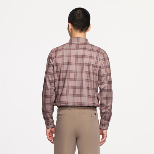 Jinba Men's Fall New Men's Men's Business à manches longues à manches longues avec laine Plaid Business Travel Shirt BCBE3527 Fern S (165) 165