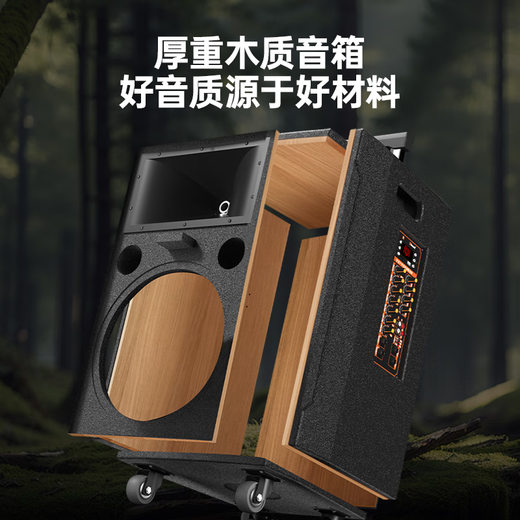 Manlong square dance audio high-power wireless microphone Bluetooth musical instrument Internet celebrity live broadcast mobile outdoor high-end karaoke machine singing trolley speaker W-12S audio dual microphone + gift package