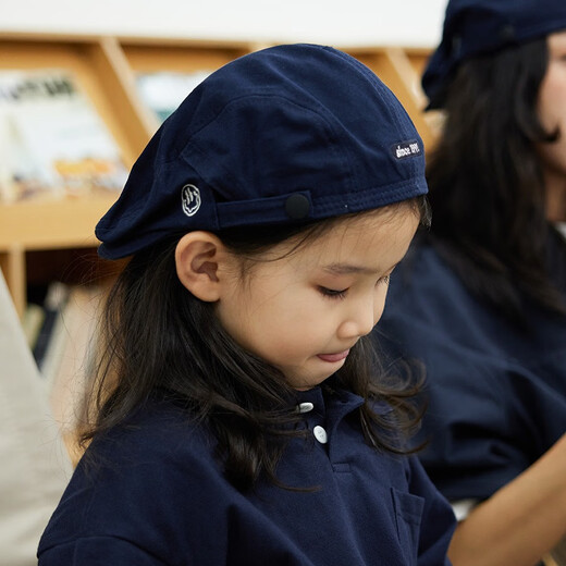 Jincheng children wear backward letter beret girls autumn and winter travel forward cap boys retro painter hat versatile and fashionable A635 navy blue (pure cotton) one size fits all -6 years old and above head circumference 51~54cm-