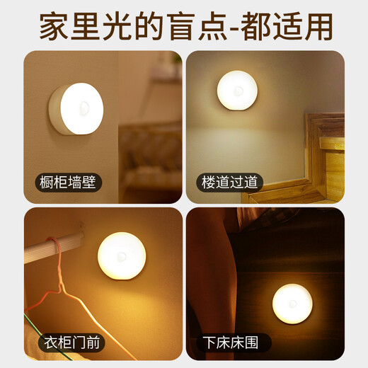 Dajiuwei Intelligent Human Body Sensor Lamp Magnet Adsorption Aisle Light Control Stair Lamp Rechargeable Home Corridor LED Night Light Human Body Sensing Model Automatic Lighting White Light