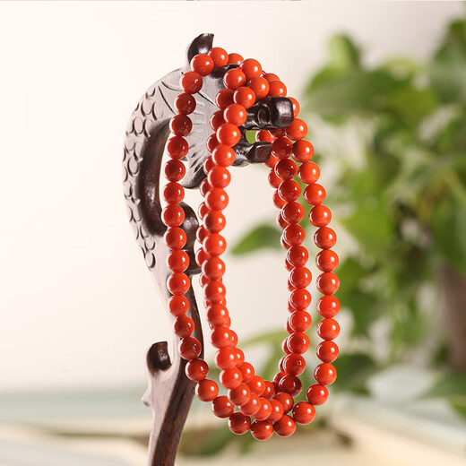 Dingfeng Natural Nanhong Bracelet Sichuan Material Baoshan Persimmon Red 108 Agate Bracelet Full Color Full Flesh Less Cracked Multi-circle Buddha Beads Natural Full Flesh 8mm 108 Pieces (One item, one certificate)
