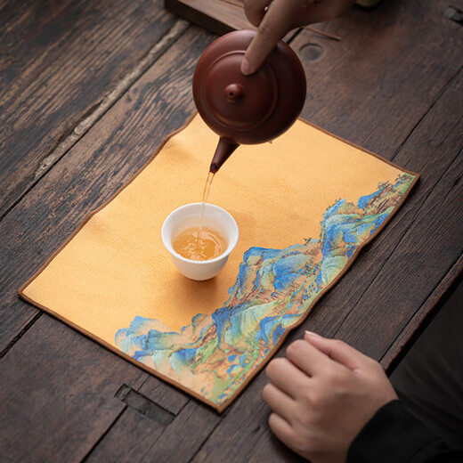 SUSHI CERAMICS tea towel Qianli Jiangshan country trend double absorbent Zen dry brew teapot mat