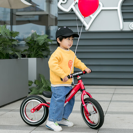 FOREVER Children's balance bike children's scooter 2-6 years old sliding bike two-wheeled bicycle no pedal wine red