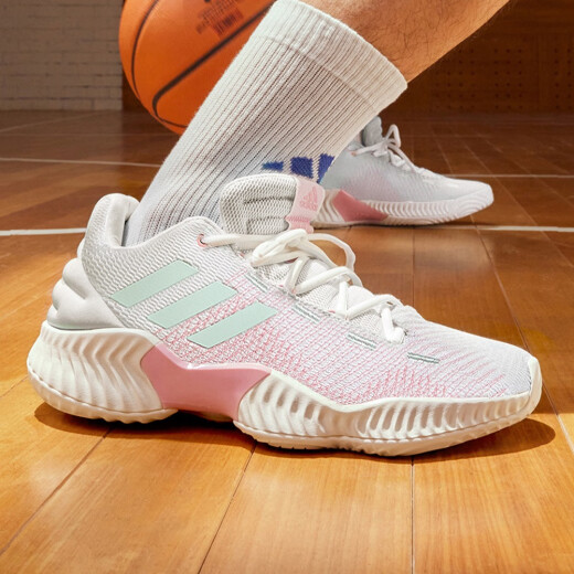 Adidas (adidas) ProBounce 2018 men's and women's team practical basketball sneakers Jingdong International self-operated white/pink/mint green 35.5 (215mm)