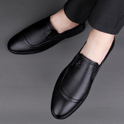 Australian famous kangaroo AUSFAMDS high-end men's leather shoes 2025 new winter all-match business casual shoes comfortable non-slip one-leg men's shoes black 42